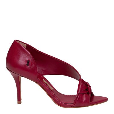 Peep toe sl couro nó lateral vinho
