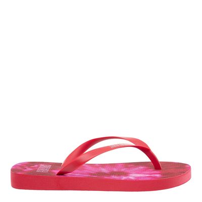 Flip Flop Infantil Vermelho Tie Dye Emborrachado Salto Flat