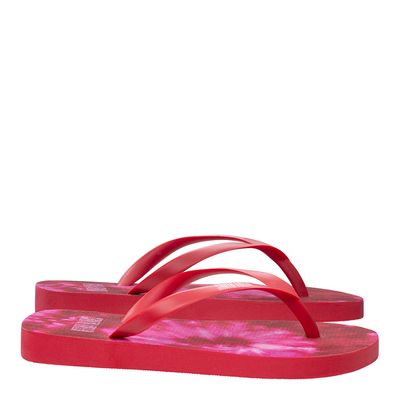 Flip Flop Infantil Vermelho Tie Dye Emborrachado Salto Flat
