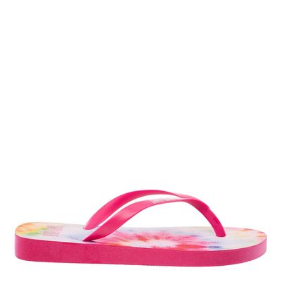 Flip Flop Infantil Rosa Tie Dye Emborrachado Salto Flat