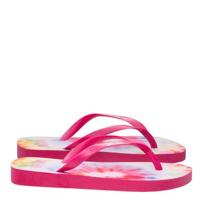 Flip Flop Infantil Rosa Tie Dye Emborrachado Salto Flat