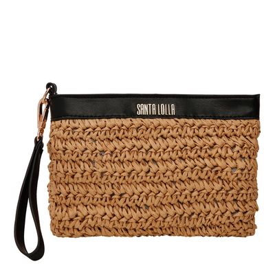 Clutch Tramado Preto e Bege