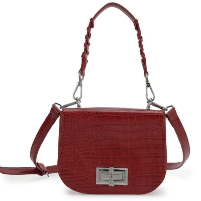 Bolsa Pequena Croco Metal Vermelha