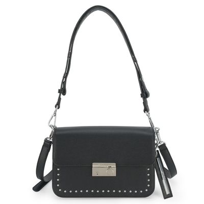 Bolsa Média Caviar Tachas Preta