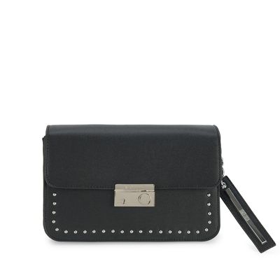 Bolsa Média Caviar Tachas Preta