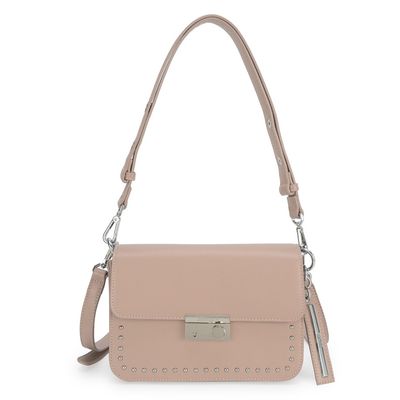 Bolsa Média Caviar Tachas Nude Rosado