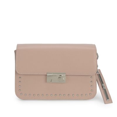 Bolsa Média Caviar Tachas Nude Rosado