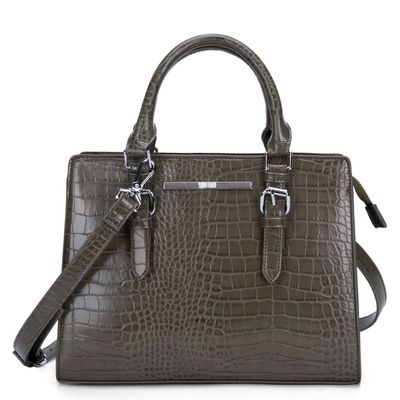 Bolsa Couro Croco Estruturada Verde