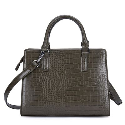 Bolsa Couro Croco Estruturada Verde