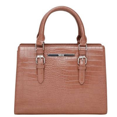 Bolsa Couro Croco Estruturada Bege