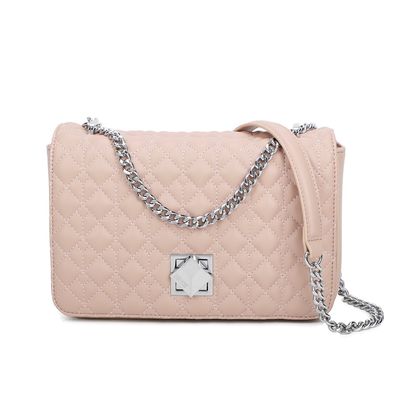 Bolsa Média Mestiço Metal Cubo Bege