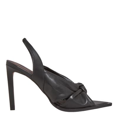 Peep Toe Couro Pelica Soft Preto