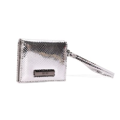 Carteira Metalizada Prata Alça De Mão