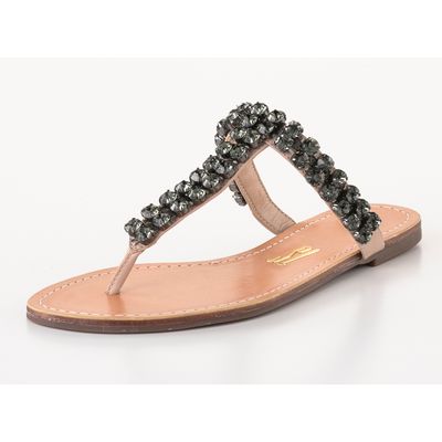 Rasteira Santorine Pedraria Bege