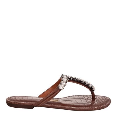 Rasteira Croco Pedraria Marrom