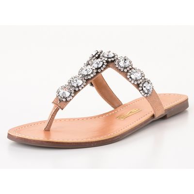 Rasteira Suede Pedraria Bege