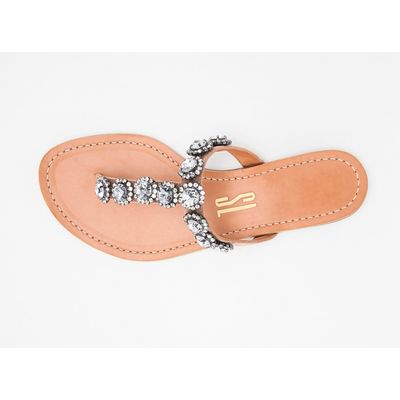 Rasteira Suede Pedraria Bege