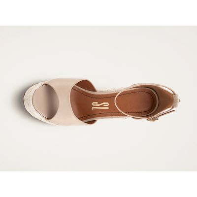 Sandália Anabela Couro Pelica Soft Off White