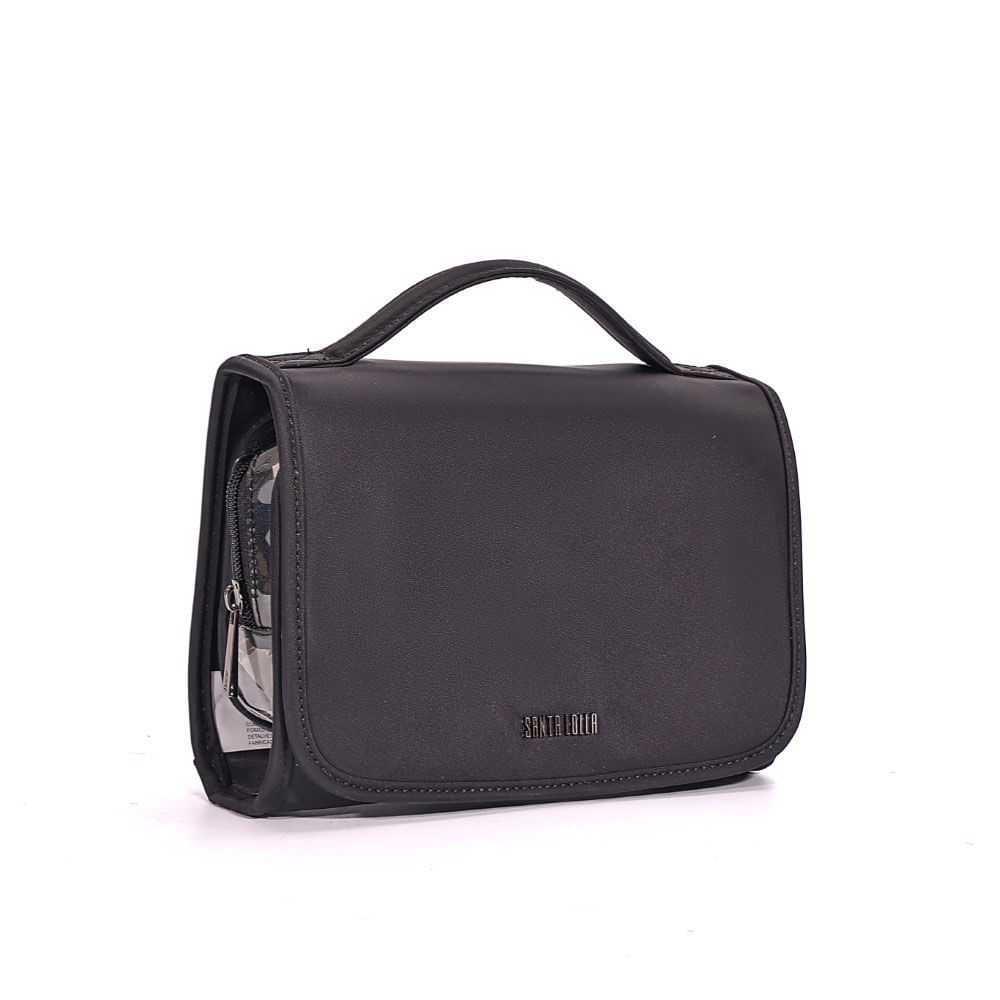 Necessaire Nylon Alça De Mão Preta - Santa Lolla