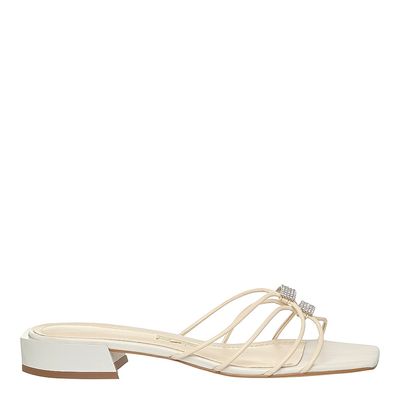 Rasteira Tira Strass Off White
