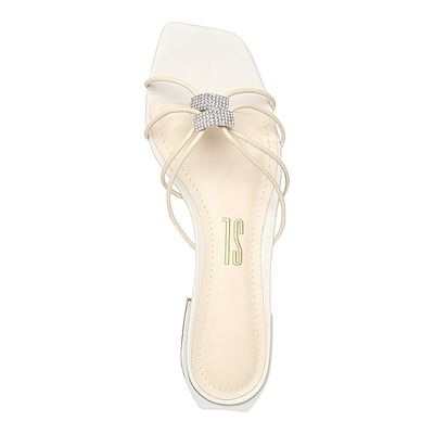 Rasteira Tira Strass Off White