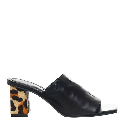 Mule Couro Soft Salto Bloco Preto