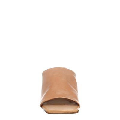 Mule Couro Soft Salto Bloco Caramelo