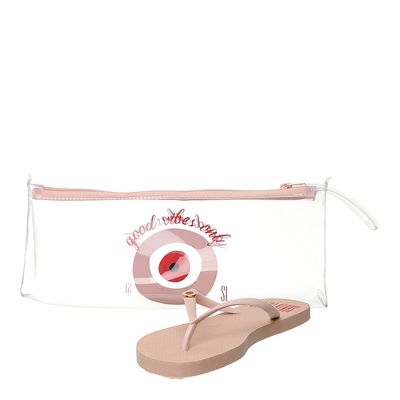 Flip Flop Olho Grego Rosa Claro com Necessaire