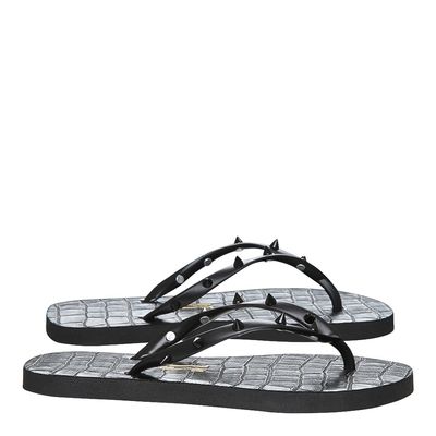 Flip Flop Emborrachado Croco Spike Preta