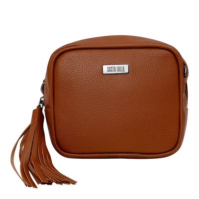 Bolsa Couro Pequena Franja Marrom