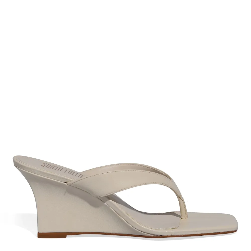 Mule Thong Couro Pelica Anabela Preto - Santa Lolla