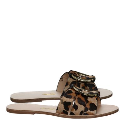 Rasteira Pelo Metal Animal Print