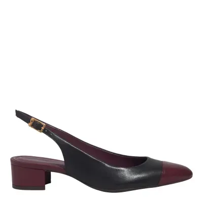 Scarpin Boneca Couro Salto Grosso Preto