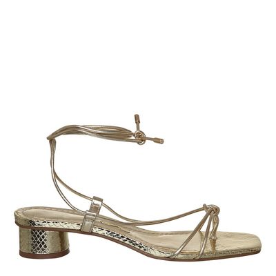 Sandália Snake Metalic Salto Redondo Dourado