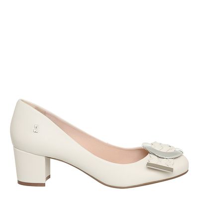 Scarpin Fivela Tressê Off White