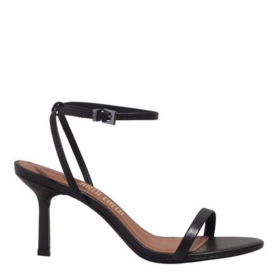 Sandália Couro Pelica Soft Preto Salto Alto Fino