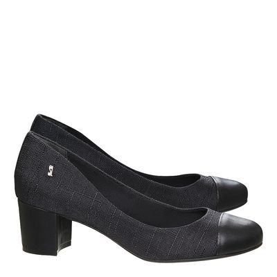 Scarpin Tecido Salto Baixo Preto