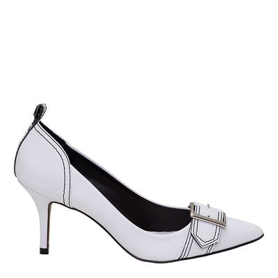 Scarpin Napa Confort Fivela Branco