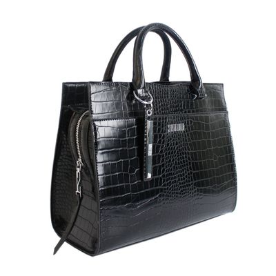 Bolsa Couro Croco Tag Preta