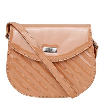 Bolsa Média Tiracolo Envernizada Bege