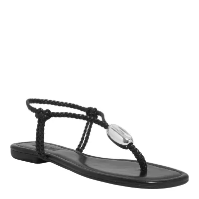 Rasteira Napa Preta Bico Quadrado