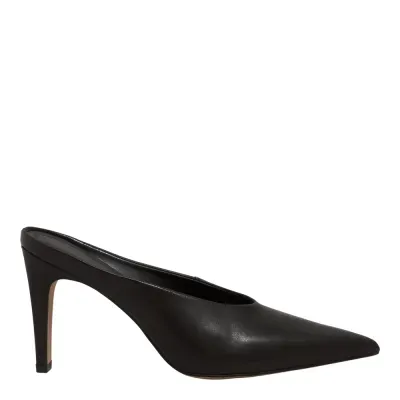 Mule Couro Pelica Soft Salto Alto Preto