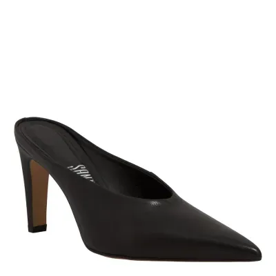 Mule Couro Pelica Soft Salto Alto Preto