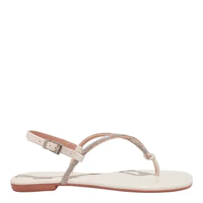 Rasteira Napa Bege Bico Quadrado