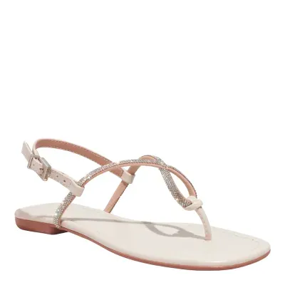 Rasteira Napa Bege Bico Quadrado