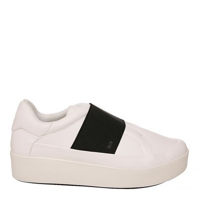Tênis Slip On Faixa Sola Alta Branco