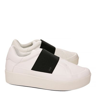 Tênis Slip On Faixa Sola Alta Branco