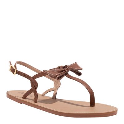 Rasteira Laço Couro Confort Marrom Rust