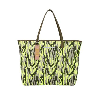 Bolsa Shopper Knit Camuflado Amarelo Neon
