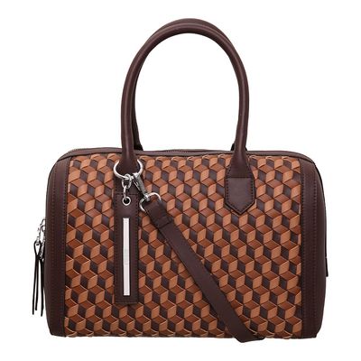 Bolsa Baú Texturizada Cubos Marrom